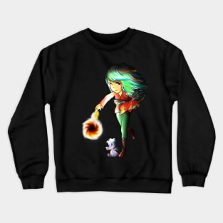 half-elf girl, baby dragons, and a fireball. For rpg, fantasy and dnd fans Crewneck Sweatshirt